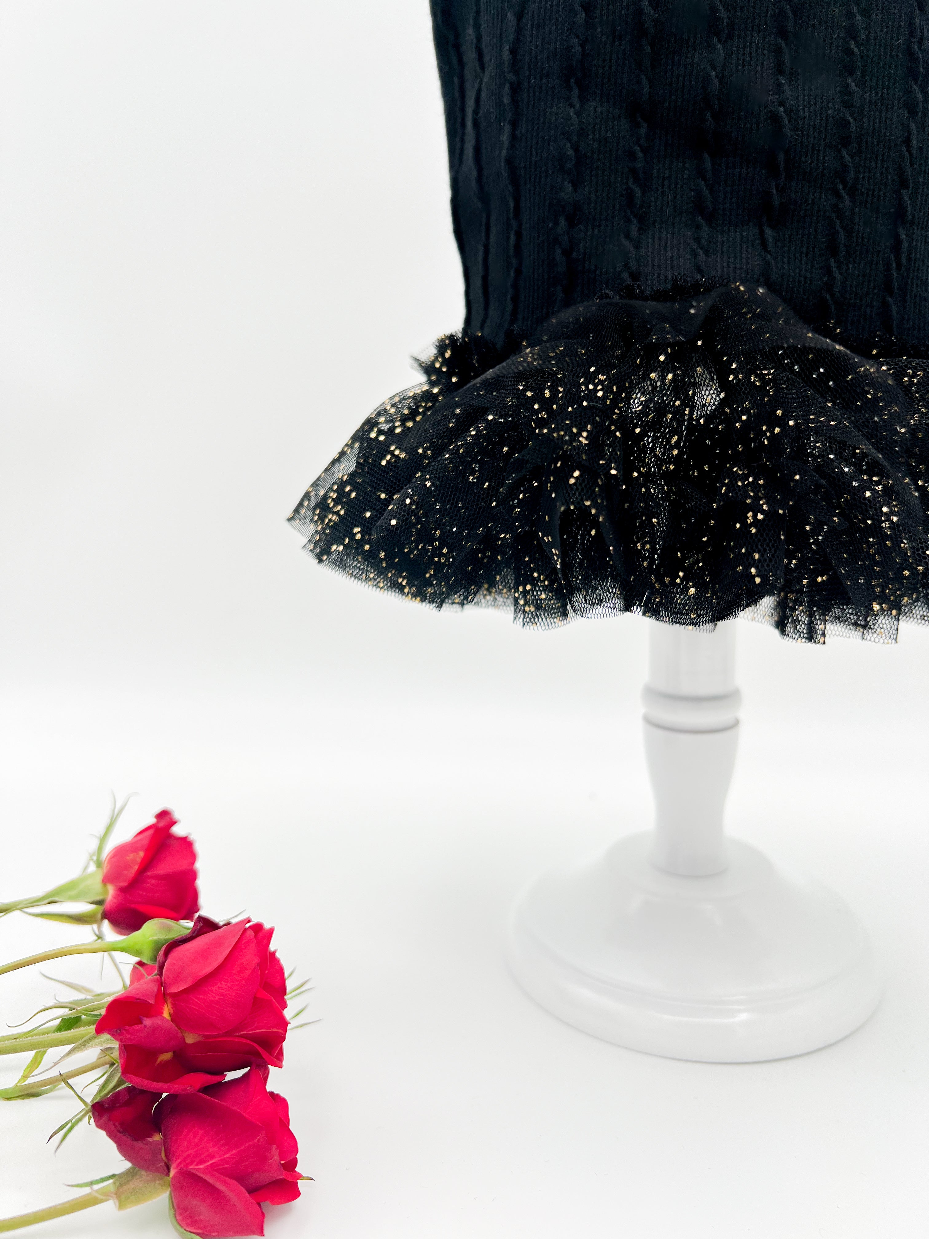 Midnight knit beaded tulle sleeveless dress